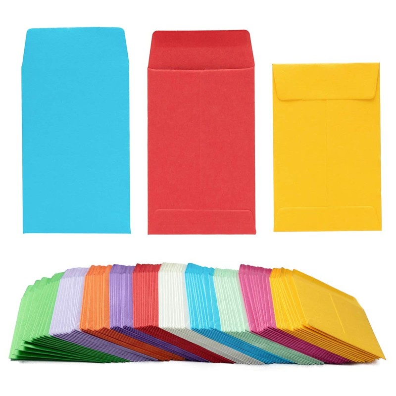 100 Pieces Colorful Small Coin Envelopes Self-Adhesive Seed Envelopes Mini