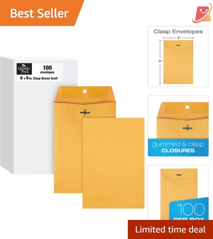 6×9 Kraft Paper Clasp Envelopes Gummed Closure Office Mail Storage 100
