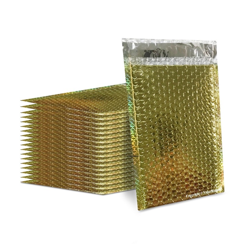 1000 #2 Glamour Metallic Gold Metalized Bubble Mailers Envelopes Bags 8.5×12