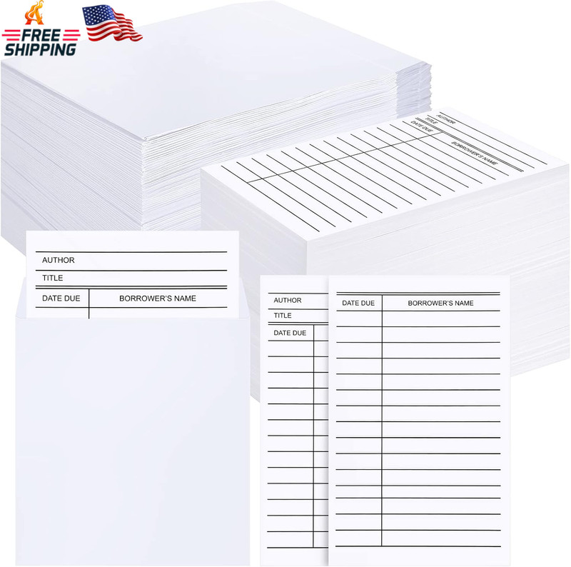 Ireer 500 Pcs Library Card Pockets Book Pockets Self Adhesive Due Date Cards for
