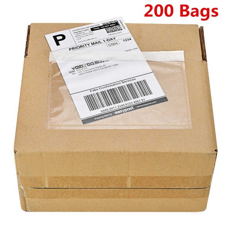 200 7.5 x 5.5 Clear Adhesive Top Loading Packing List Shipping Labels Envelopes
