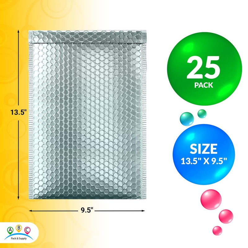 Abc Pack & Supply Abc Pack Supply Ice Blue Metallic Bubble Mailers 9.5 X 13.5 gallery