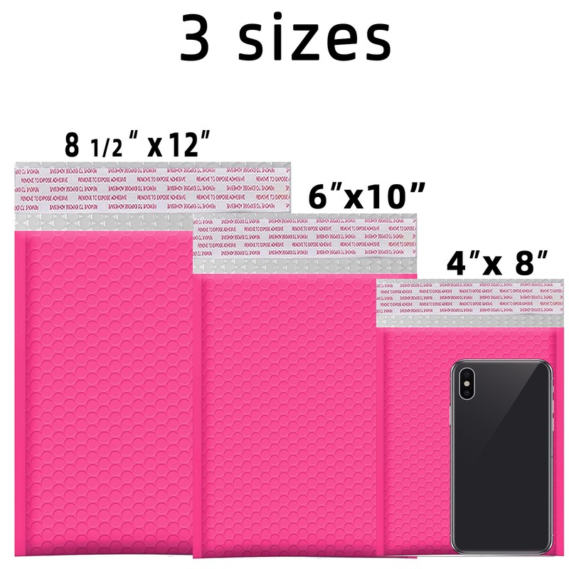 #0 6x10 (6x9) Poly Bubble Padded Envelope Mailers Shipping Bag Hot Pink 1000 PCS gallery