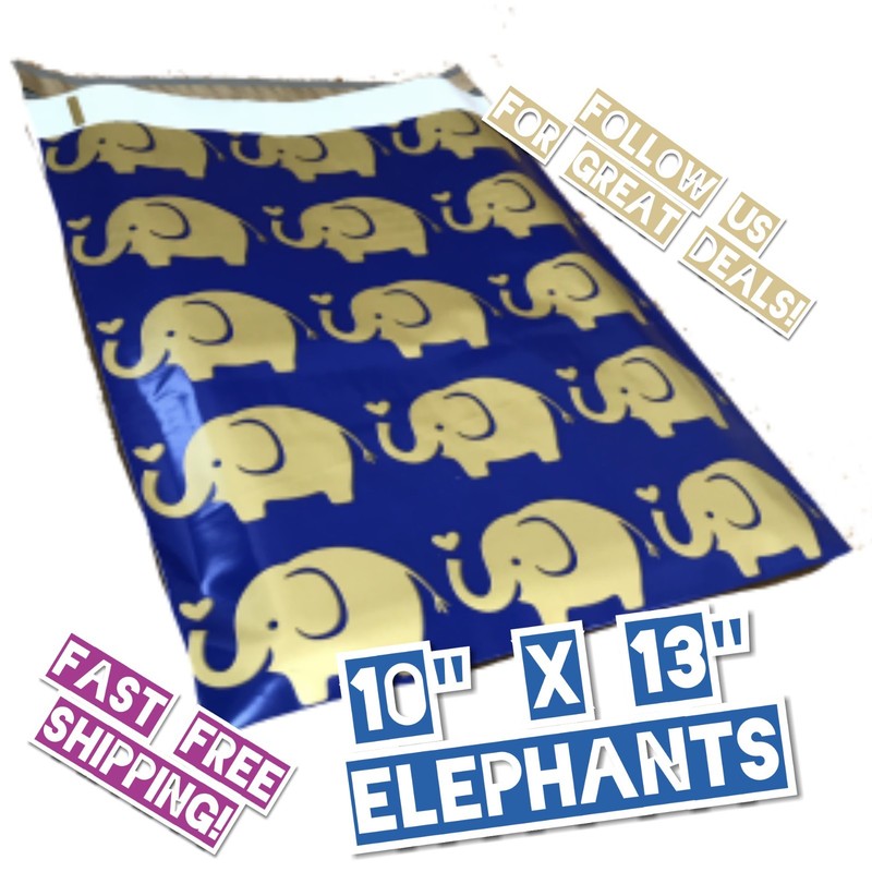 uPaknShip 10×13 Elephants Designer Poly Mailers – Shipping Envelopes
