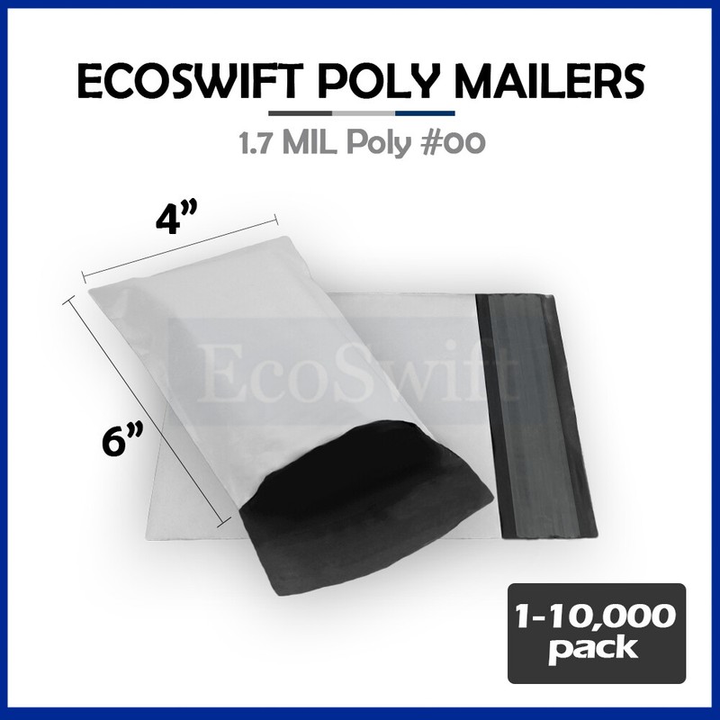 1-10000 4 x 6 “EcoSwift” Poly Mailers Envelopes Plastic Shipping Bags 1.70 MIL