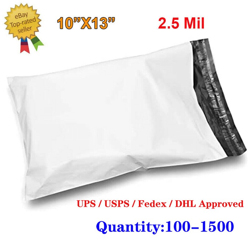 100-1500Bags 10×13 Poly Mailers Envelopes Plastic Shipping Shopping Bags 2.5 MIL