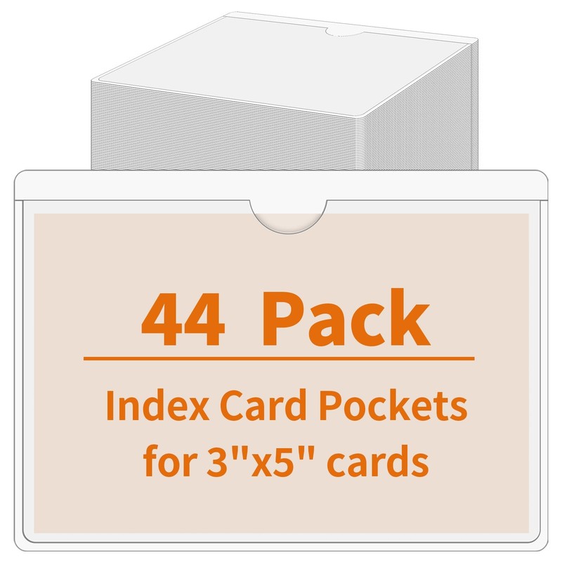 44 Pack Labels for Storage Bins, 3×5 Inches Index Card Holder inch, Clear