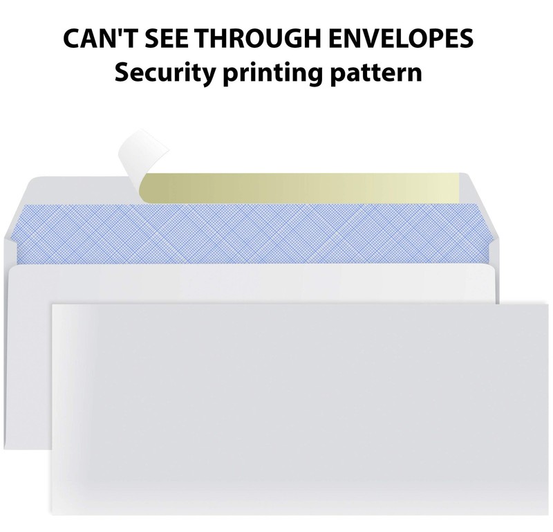 Security Peel Seal Envelopes 4 1/8 x 9 1/2 Inches 24 LB White 500 Count for Mail gallery