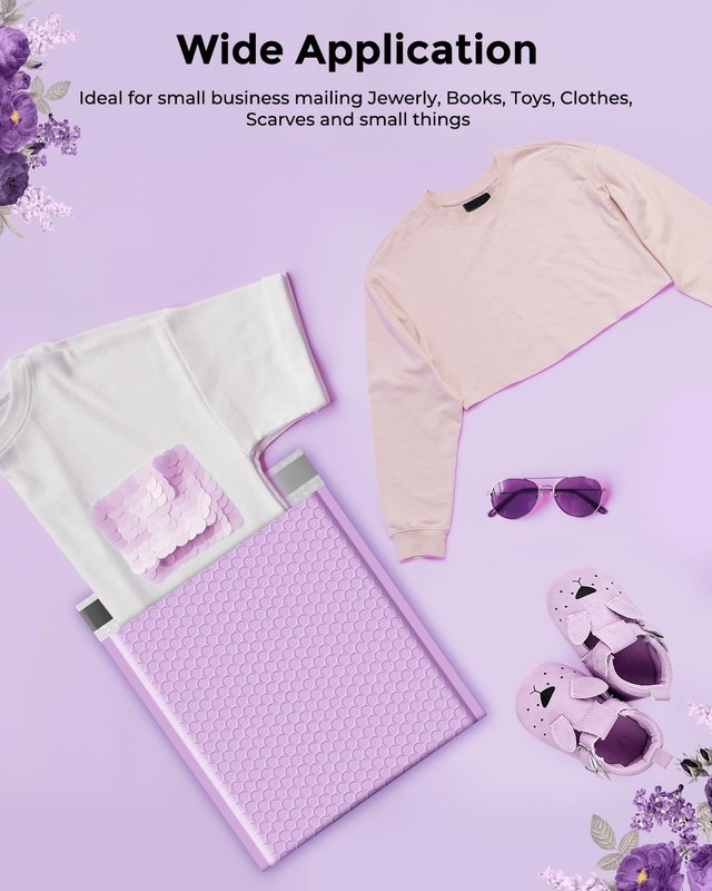 Bubble Mailers 8.5 x 12 Inch 40 Pack Light Purple Usable Size 8.5x11 Bubble M... gallery