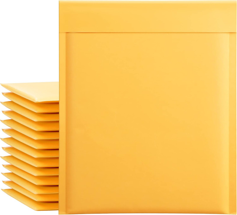 Kraft Bubble Mailers 8.5X12 Inch 25 Pack Usable Size 8.5X11 Inch Yellow Padded E