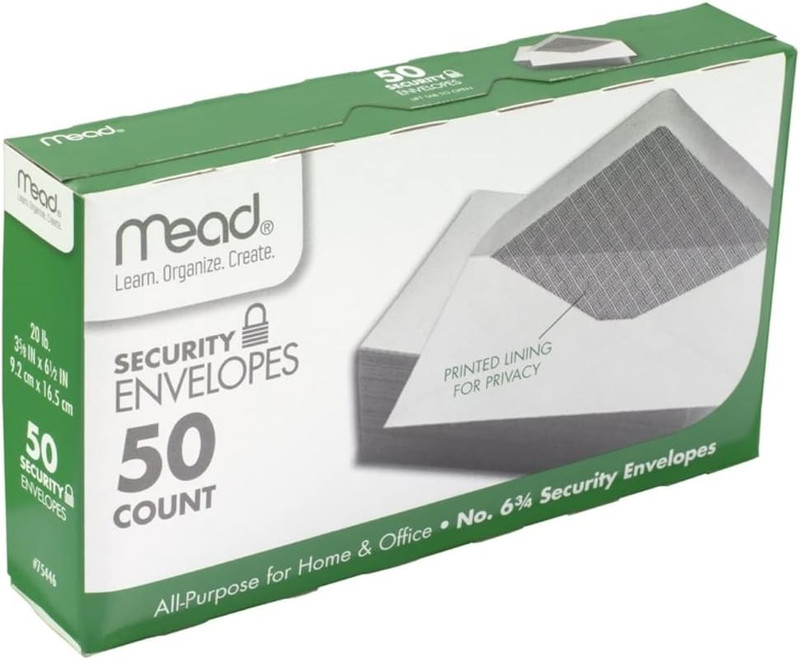 Mead 3-5/8 In. W X 6-1/2 In. L No. 6 3/4 White Security Envelope 50 Pk - Total Q gallery
