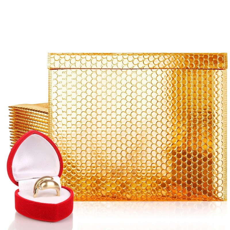 Gold Metallic Bubble Mailers 13 x 11 Inches – 50 Pack Poly Mailers Metallic