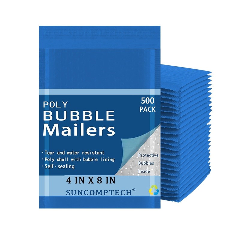 500 #000 4×8 (4×7) Color Poly Bubble Padded Envelopes Mailers Shipping Bag, BLUE
