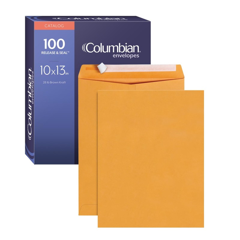 Columbian 10 x 13 Catalog Envelopes with Self Seal Closure, 28 lb Brown Kraft…