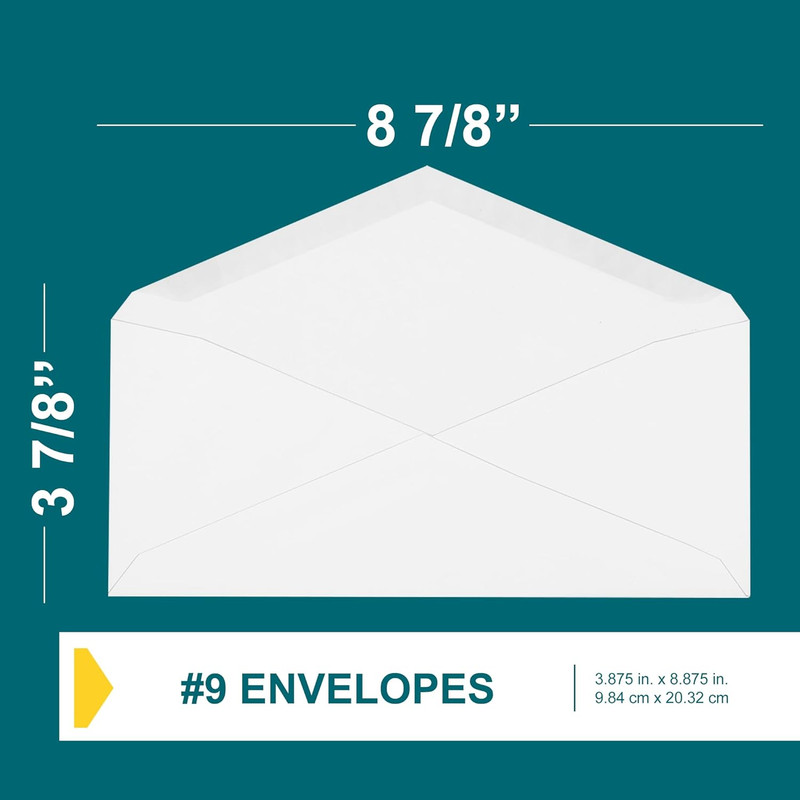 #9 Envelopes Letter Size - 100 Pack - 3 7/8 X 8 7/8 Inch White Business Envelope gallery