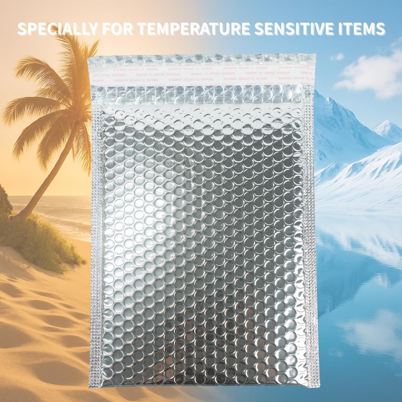 50 Pack 8x10 Inch Thermal Insulated Bubble Mailers for Cold Shipping, Metalli... gallery