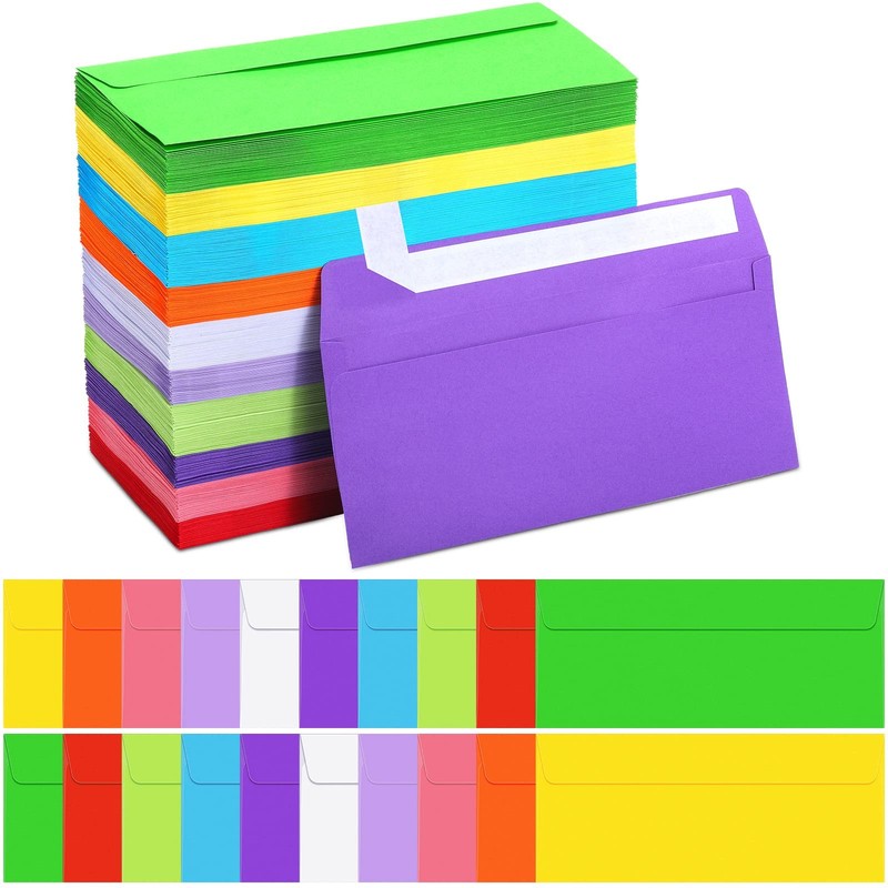 500 Pcs #10 Colored Envelopes Business One Size, Bright