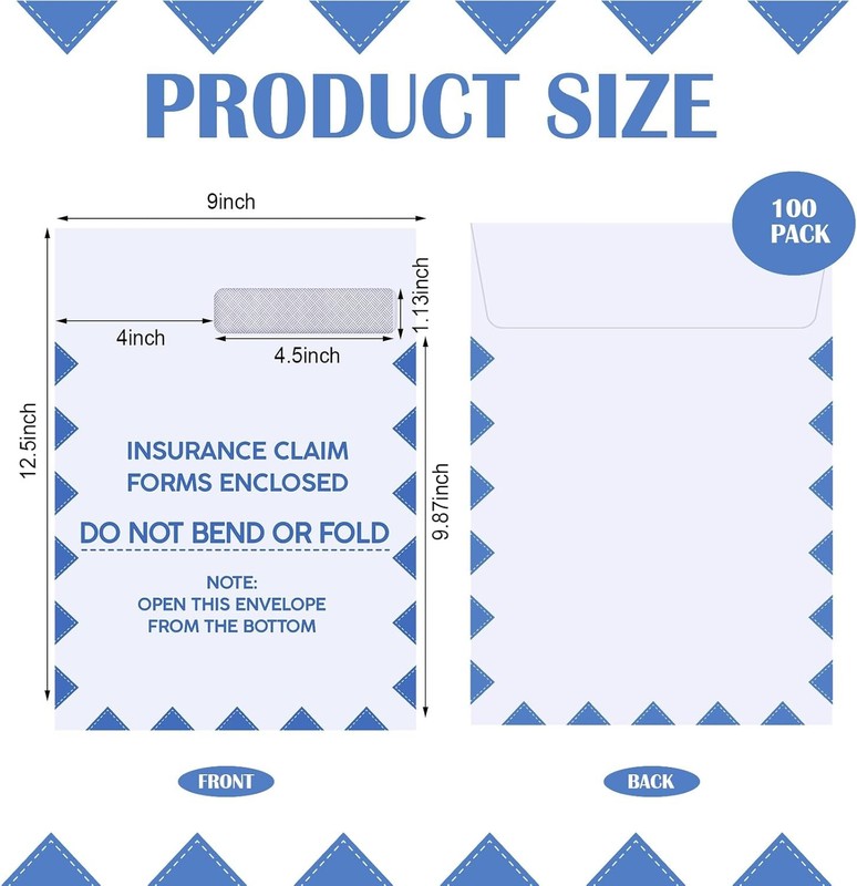 Gueevin 100 Pcs CMS 1500 Claim Form Envelopes 2025 HCFA 1500 Large, Blue gallery