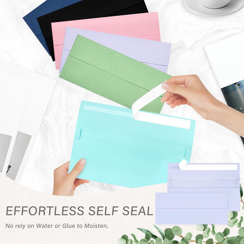 50 Pack #10 Business Envelopes, Self Seal Standard Lavender Envelopes for Secure gallery