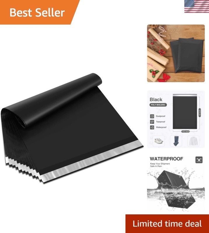 200 Pack Black Poly Mailers 14.5×19 Inches – Stylish, Secure Shipping Envelopes