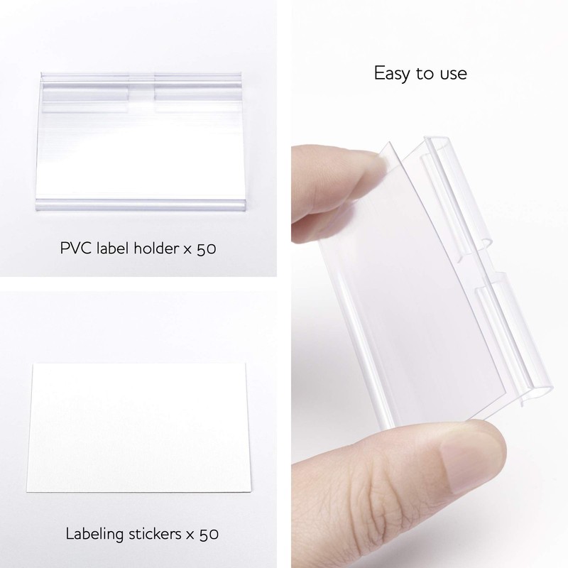 50pcs Labels for Storage Bins Plastic Label Clip, 2.4 x 1.6 inches, Clear gallery