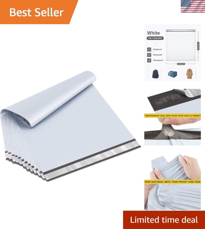 Extra Large 50 Pack Poly Mailers – Waterproof and Tear-Proof Shipping Solution