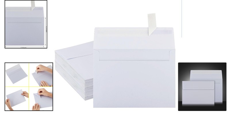 Durable 50 Pack White A7 Envelopes - Self-Adhesive for Cards & Announcements gallery