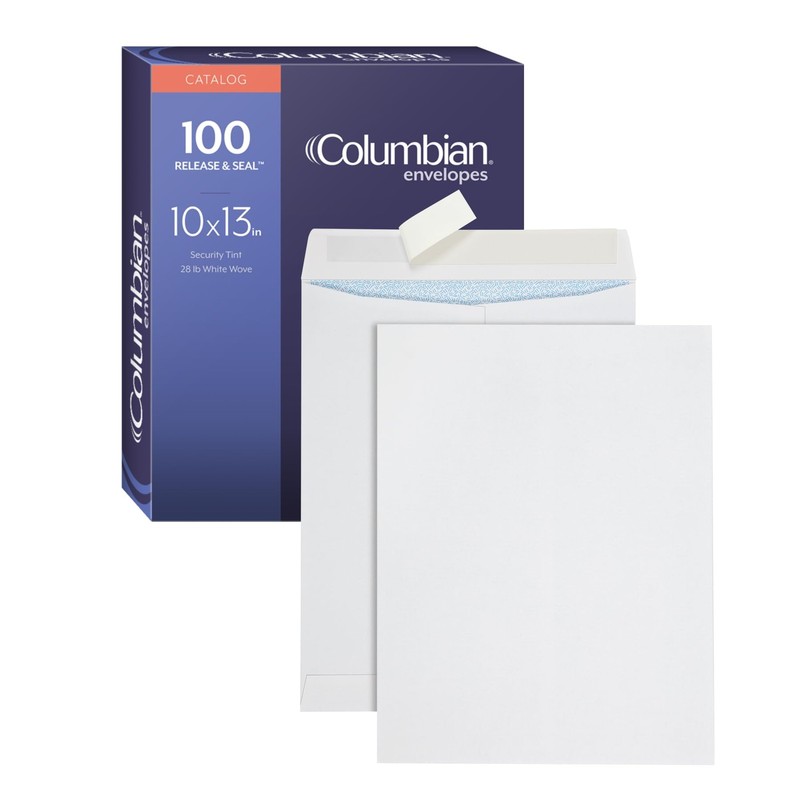 10 x 13 Catalog Envelopes, Self Seal Closure, Security Tint, 28 lb White Wove…