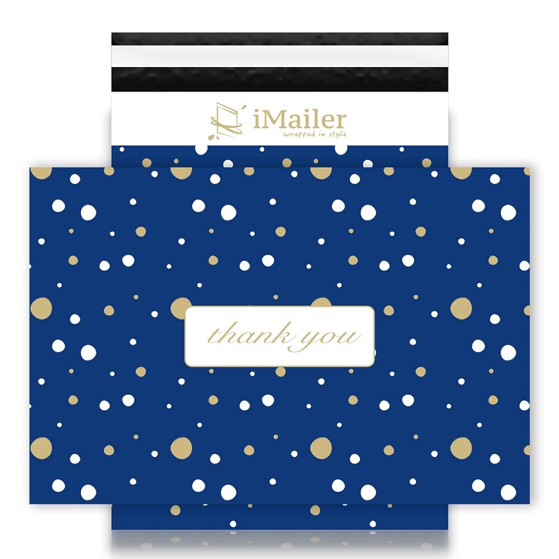 100 Count – 12 x 15.5 inch Poly Mailer Envelope Thank You Blue Polka Dot Mail…