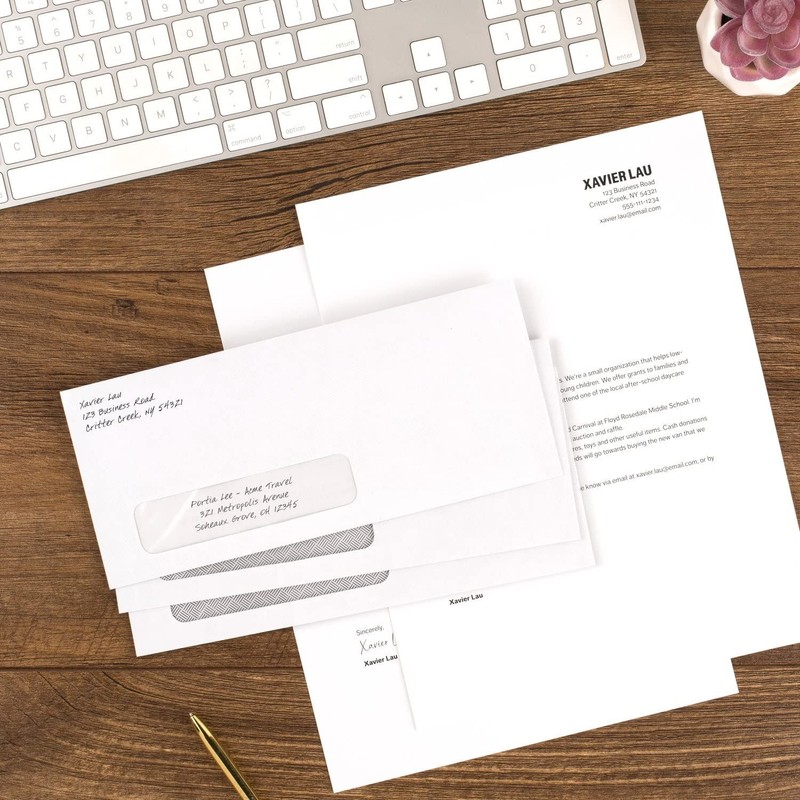 Letter Size Security Envelopes 4-1/8" x 9-1/2", Self-Seal, Window, 500 Count gallery