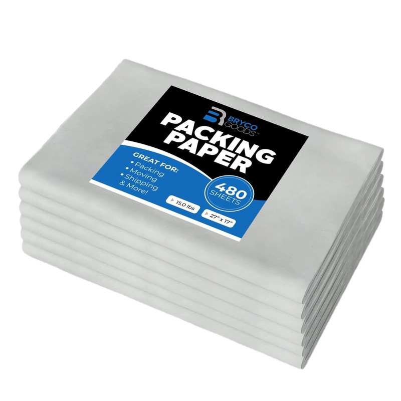 Packing Paper Sheets for Moving | 480 27″ x 17″ (480 Sheets), Gray-White