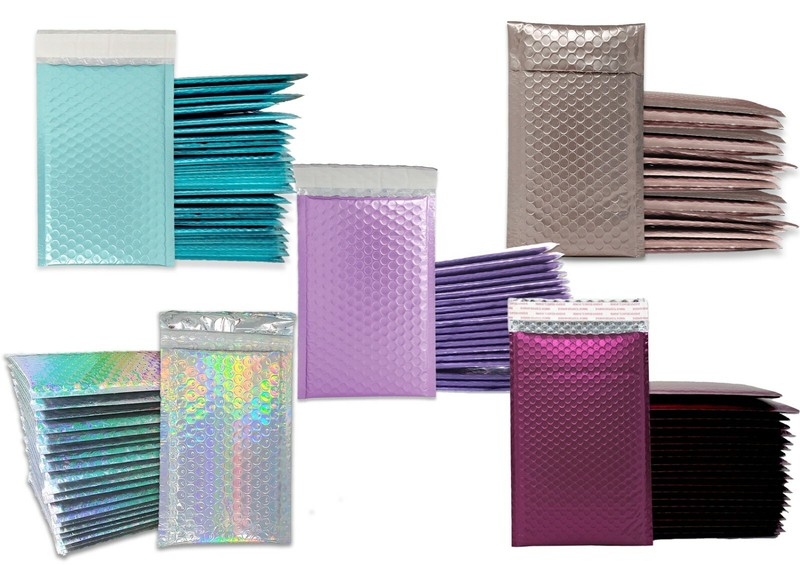 4x8 Metallic Bubble Mailers Padded Shipping Envelopes, Mirrored Hologram Choose! gallery
