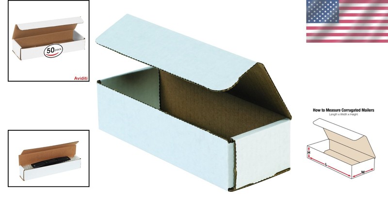 50 Pack Lightweight 12" x 4" x 2" White Corrugated Mailers - Secure Shipping gallery