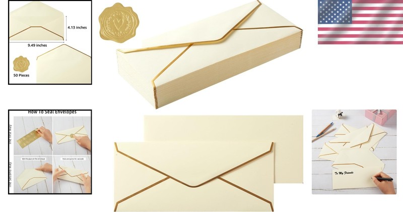 Durable Paper Envelopes 50 Count Cream Color for Baby Showers and Graduations gallery
