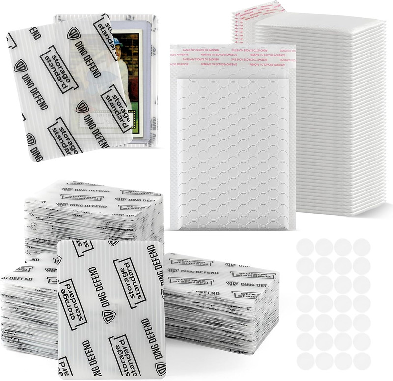 Ding Defend Card Shipping Protector Envelopes Bubble Mailer Kit with 110 Semi-Tr