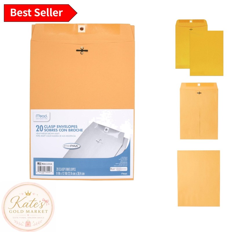 Versatile 9″ x 12″ Clasp Closure Envelopes, Brown Kraft, 20 Count for Letters
