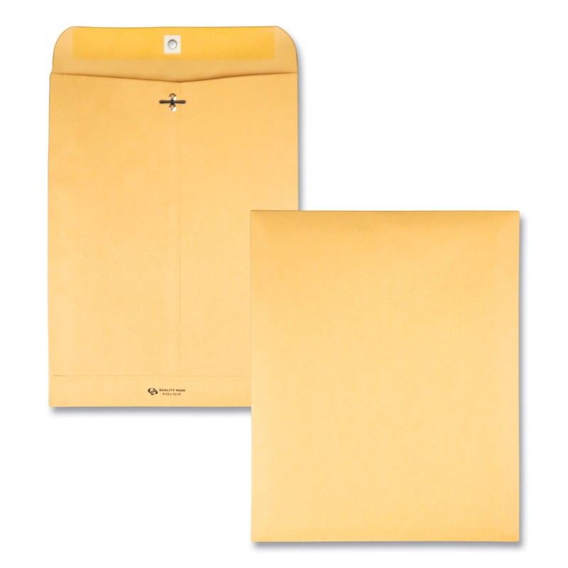 Quality Park Clasp Envelope, 9 1/2 x 12 1/2, 32lb, Brown Kraft, 100/Box