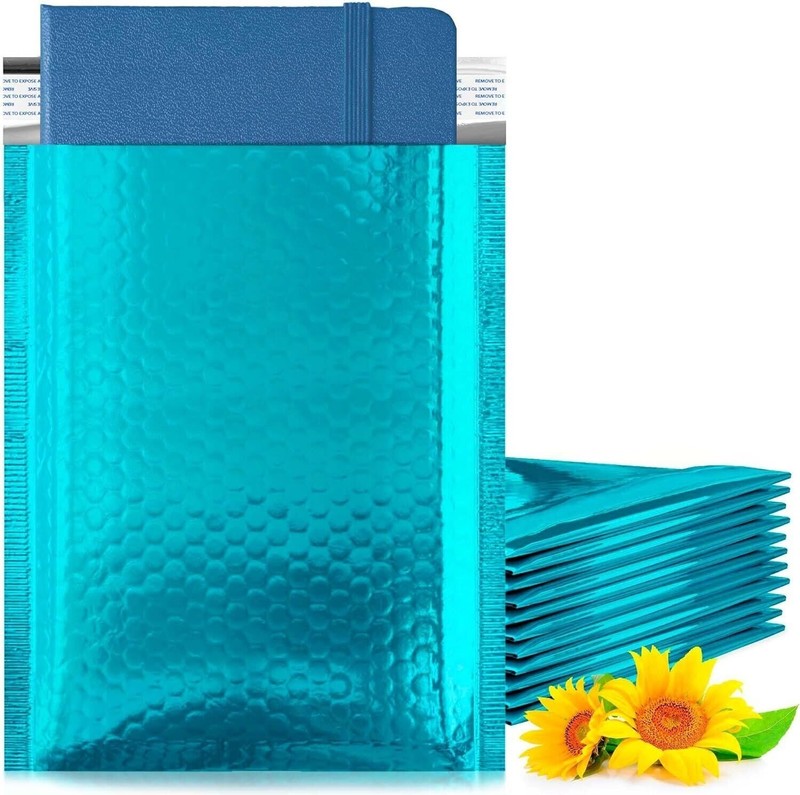 Teal METALLIC Poly Bubble Mailers 6.5×9 / 350 Mailing Padded Envelopes