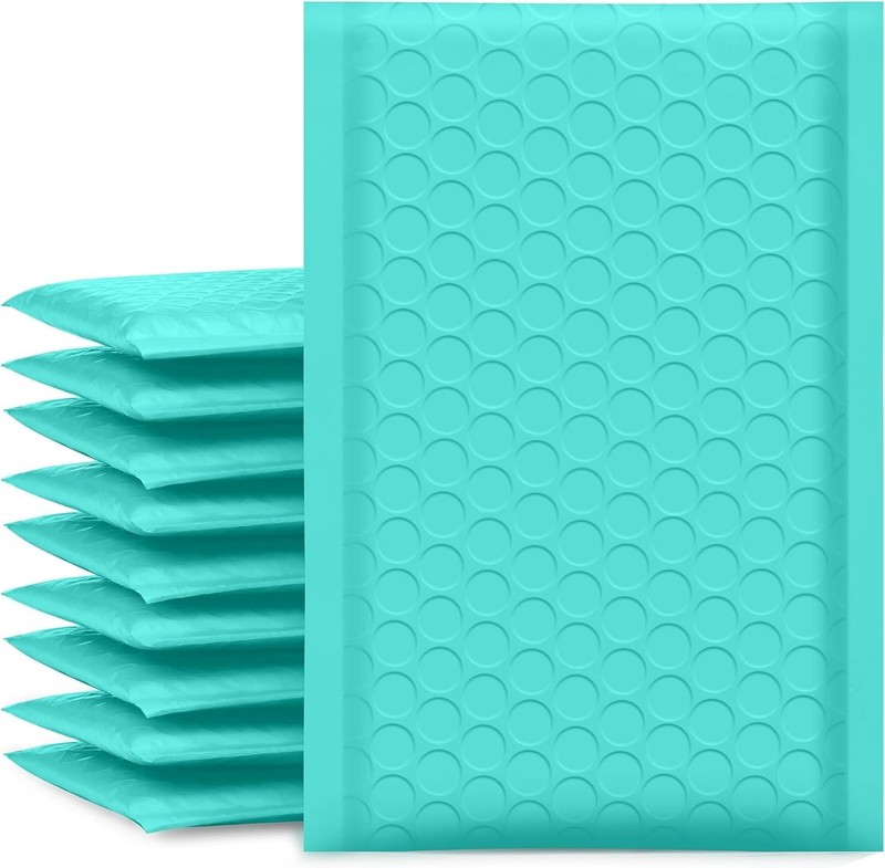 Teal Bubble Mailers 4x8 Inch - 50 Pack Waterproof Padded Envelopes for Jewelr... gallery