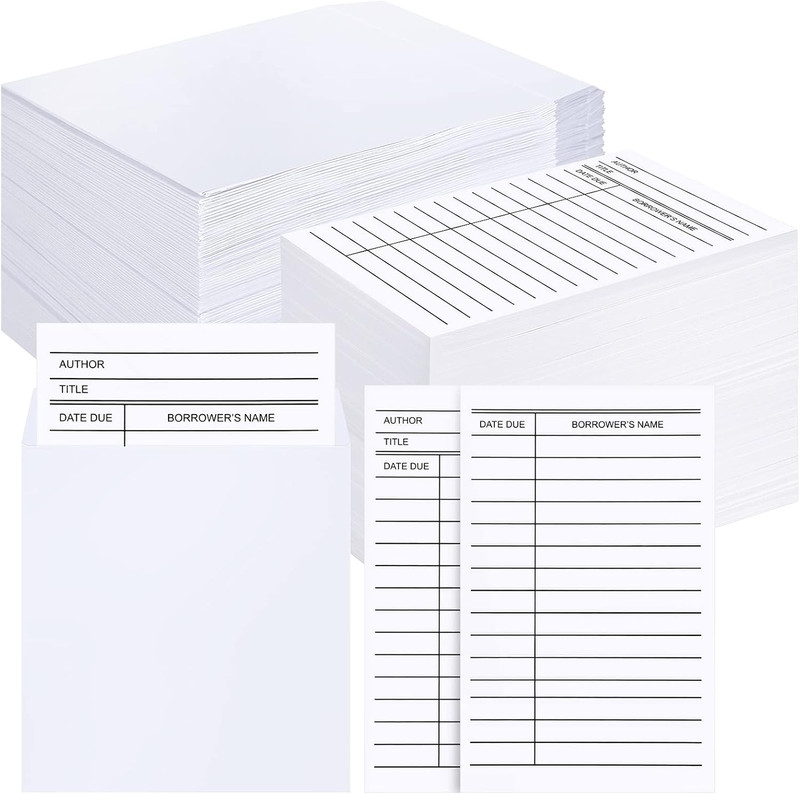 500 Pcs Library Card Pockets Book Pockets Self Adhesive Due Date Cards for Book