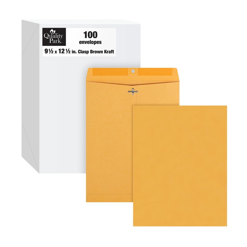 9-1/2″ x 12-1/2″ Clasp Envelopes, Brown Kraft, Gummed Flap, 100/Box (QUA37793)