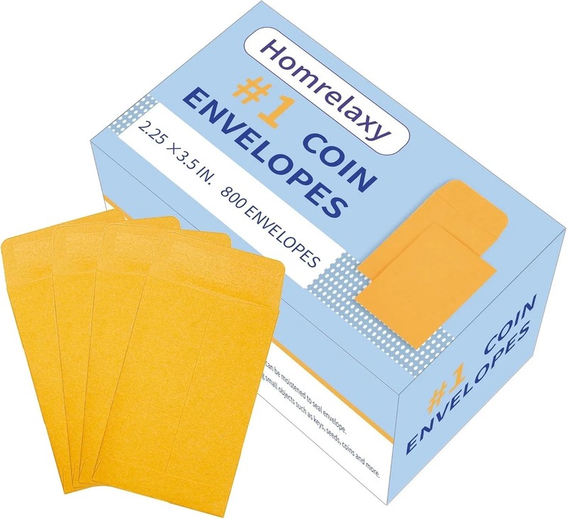 #1 800 Pcs Small Coin Envelopes 2.25″ x 3.5″ with Gummed Flap, 800PCS, Yellow