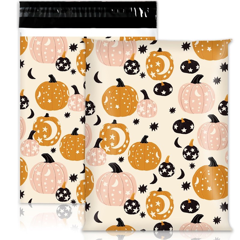 100Pcs Fall Poly Mailers 10 x 13 Inch Orange Pink Pumpkin Packaging Bags Wate…
