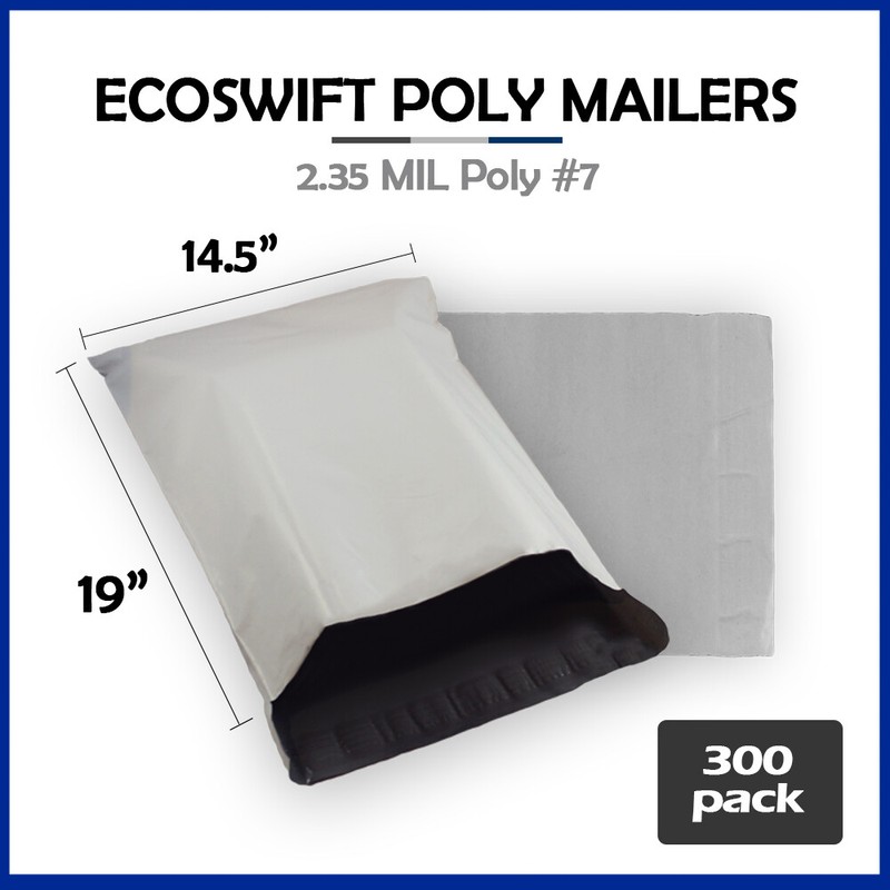 300 14.5×19 EcoSwift Poly Mailers Plastic Envelope Shipping Mailing Bags 2.35MIL