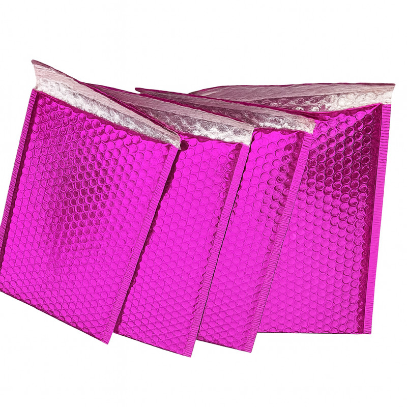 Metallic Pink Bubble Mailers 6.5x10 Padded Poly Envelopes Self Seal Waterproof gallery