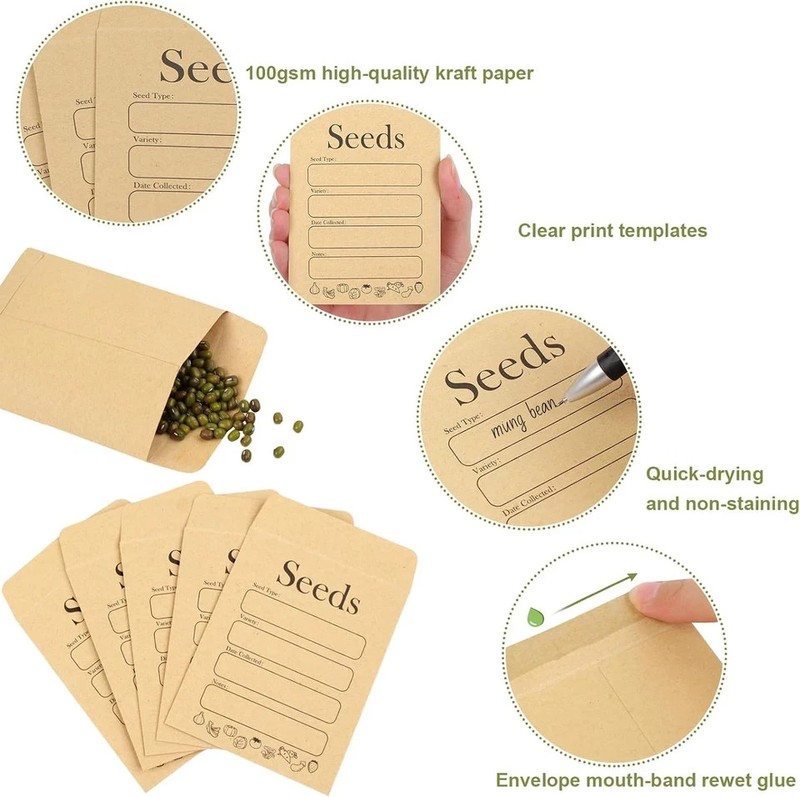156 Pcs Kraft Seed Packets Envelopes Seed Saving Packets for Flower Vegetables gallery