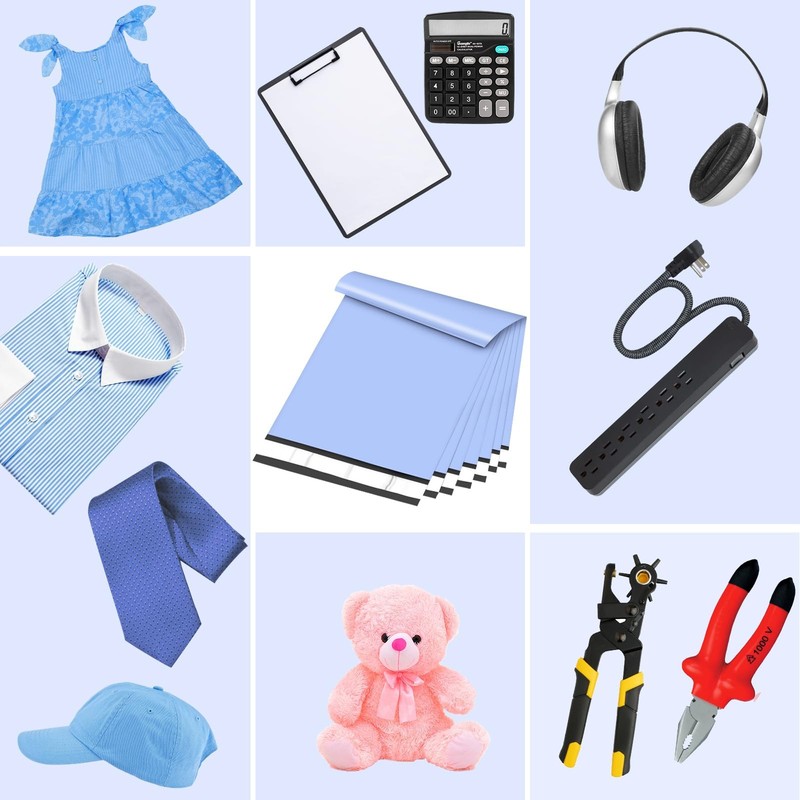 Poly Mailers 10x13 Inch 200 Pcs Light Blue Shipping Bags Mailing Envelopes wi... gallery