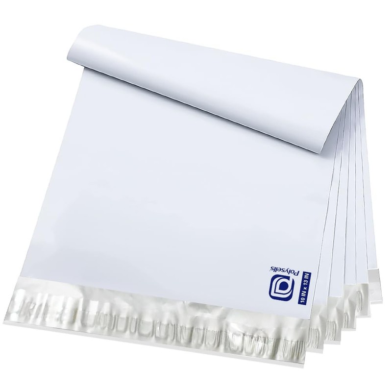 Poly Mailers Shipping Envelopes White x Silver 100 pcs 10×13 Inches Waterproof