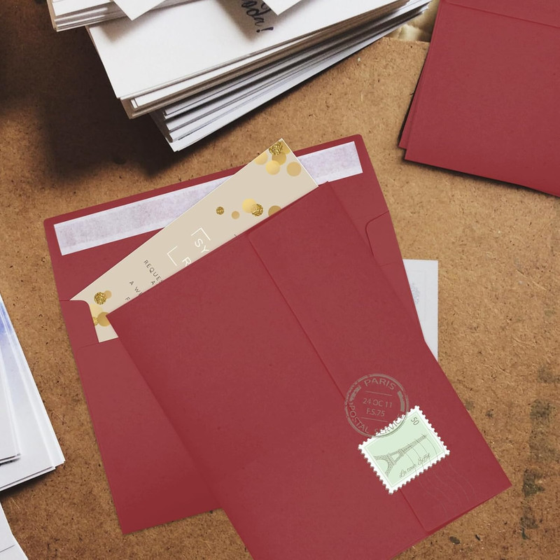 50 Packs Wine Red 5x7 Envelopes 5x7, Deep Red Color A7 Envelopes, Burgundy Invit gallery
