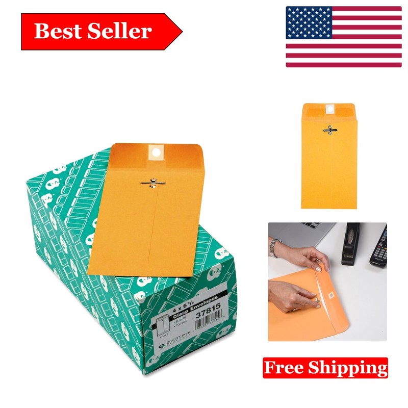 Reinforced Clasp Envelopes 4×6-3/8 for Office & Home – 100 Heavyweight Pack